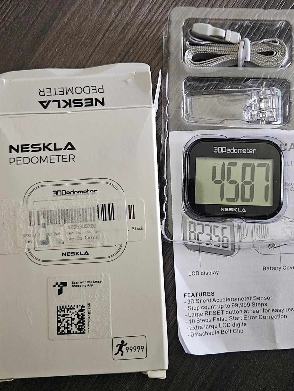 3D Pedometer Digital Step Counter — Black